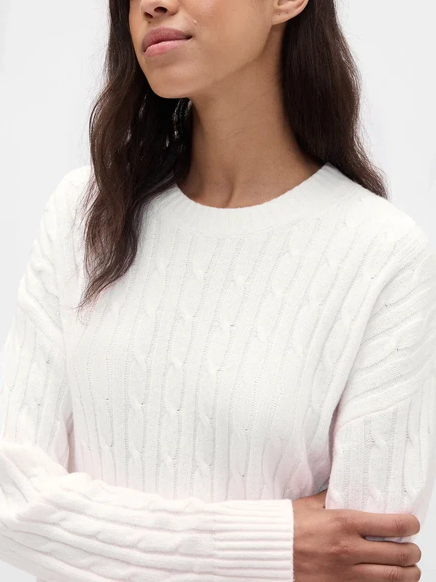 Cashsoft Cable-Knit Mini Sweater Dress