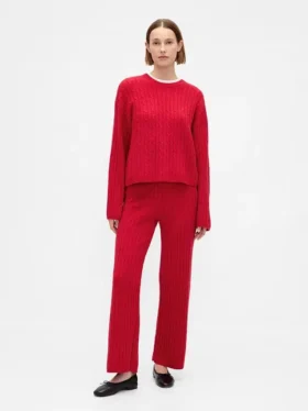 Cashsoft Cable-Knit Sweater Pants