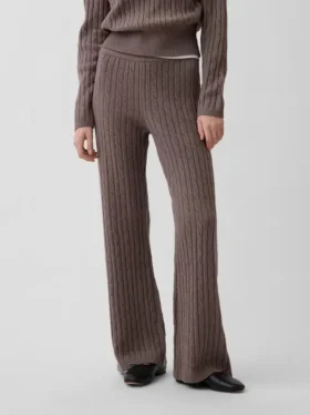 Cashsoft Cable-Knit Sweater Pants