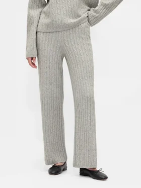 Cashsoft Cable-Knit Sweater Pants