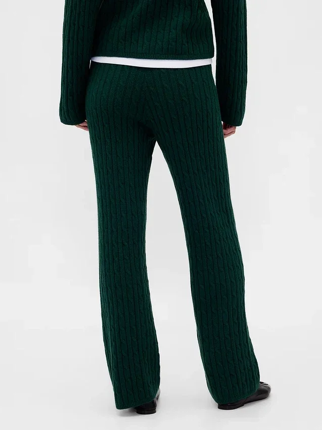 Cashsoft Cable-Knit Sweater Pants