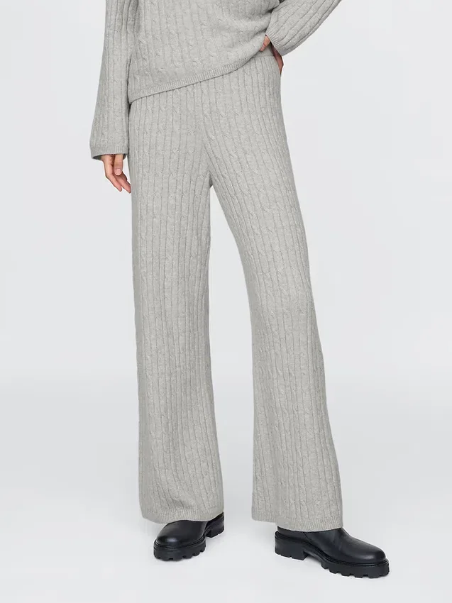 Cashsoft Cable-Knit Sweater Pants