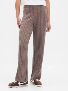 Cashsoft Cable-Knit Sweater Pants