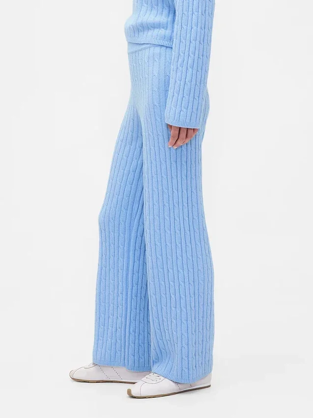 Cashsoft Cable-Knit Sweater Pants