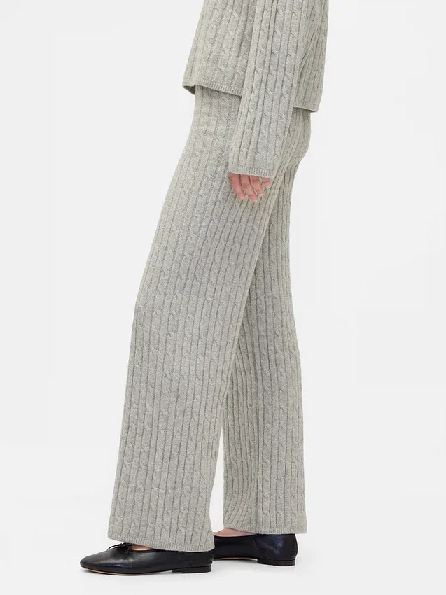 Cashsoft Cable-Knit Sweater Pants