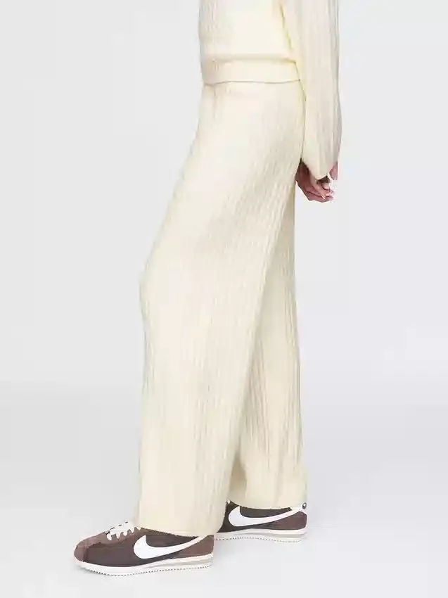 Cashsoft Cable-Knit Sweater Pants