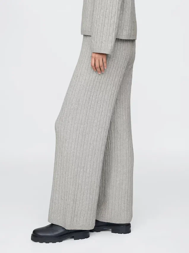 Cashsoft Cable-Knit Sweater Pants