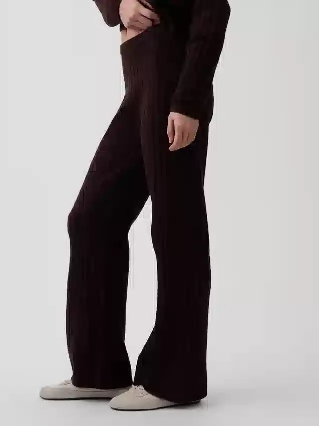 Cashsoft Cable-Knit Sweater Pants