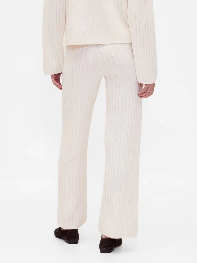 Cashsoft Cable-Knit Sweater Pants
