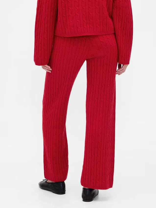 Cashsoft Cable-Knit Sweater Pants
