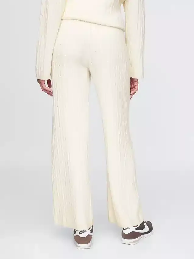 Cashsoft Cable-Knit Sweater Pants