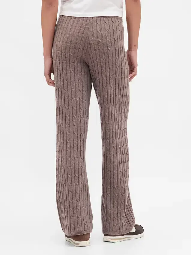 Cashsoft Cable-Knit Sweater Pants