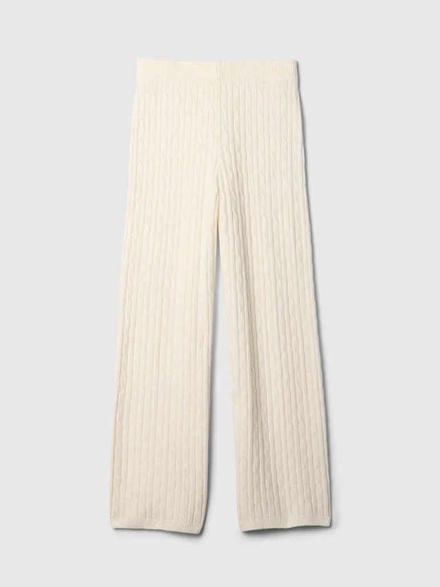 Cashsoft Cable-Knit Sweater Pants