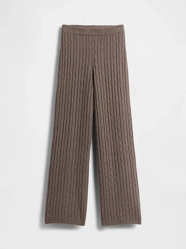 Cashsoft Cable-Knit Sweater Pants