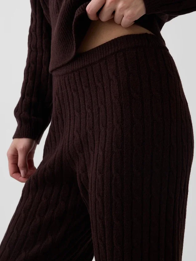 Cashsoft Cable-Knit Sweater Pants