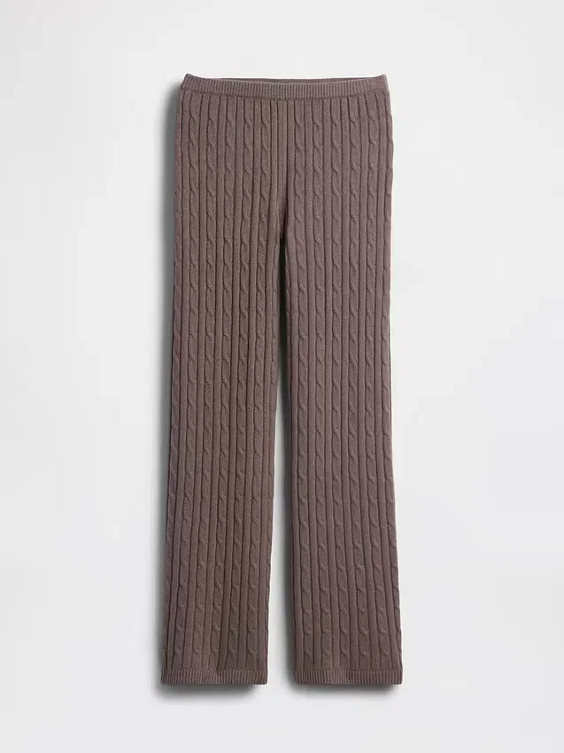 Cashsoft Cable-Knit Sweater Pants