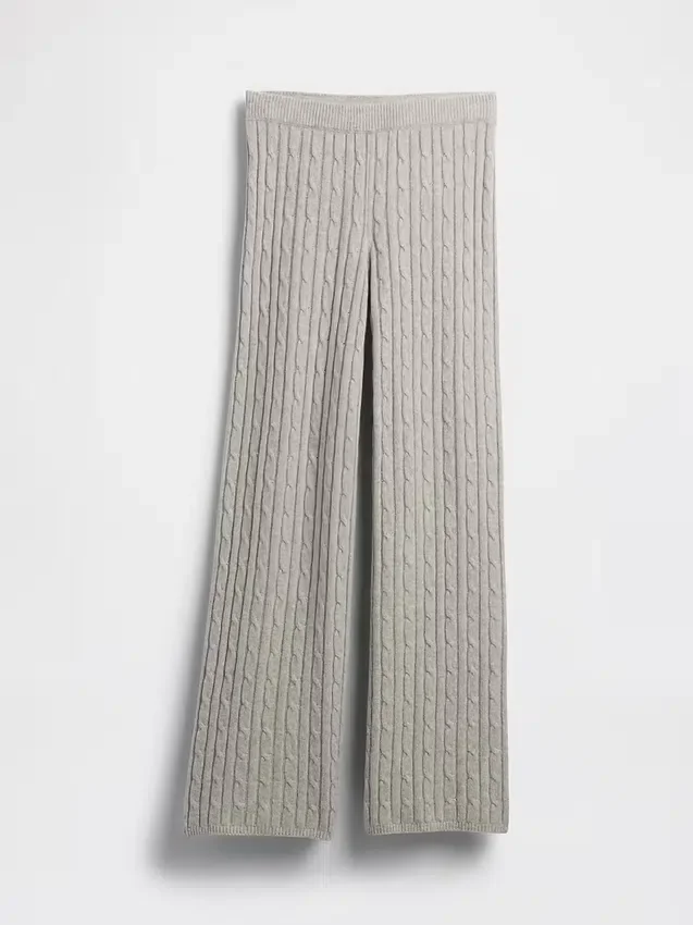 Cashsoft Cable-Knit Sweater Pants