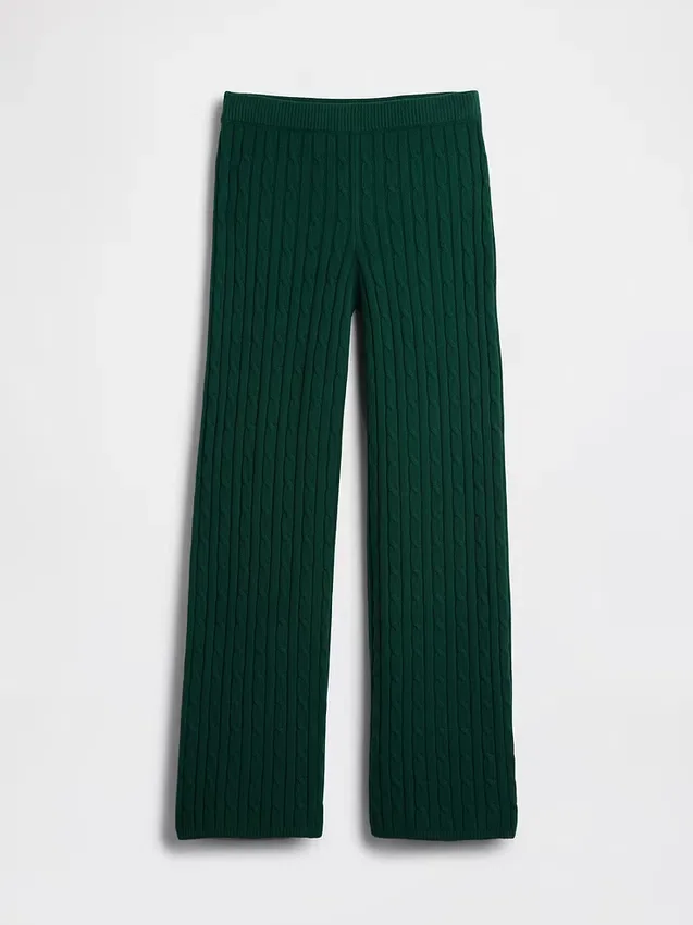 Cashsoft Cable-Knit Sweater Pants