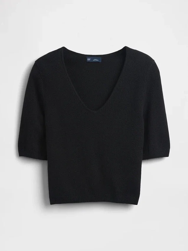 Cashsoft Elbow Sleeve Crop Sweater