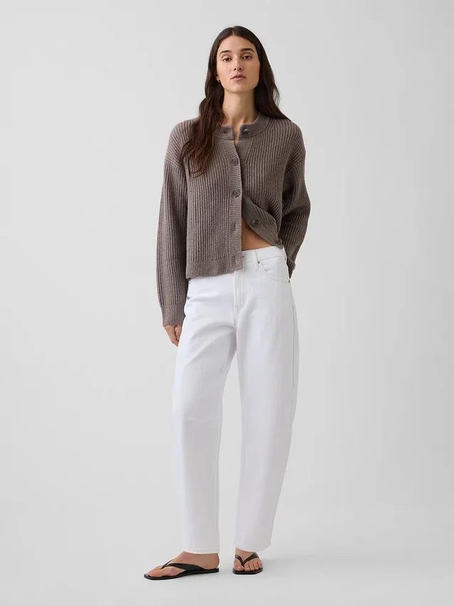 Cashsoft Oversized Shaker-Stitch Cardigan