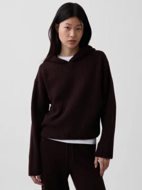 Cashsoft Oversized Shaker-Stitch Hoodie