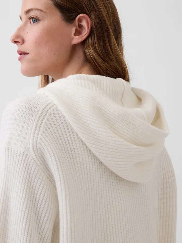 Cashsoft Oversized Shaker-Stitch Zip Hoodie