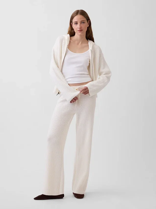 Cashsoft Oversized Shaker-Stitch Zip Hoodie