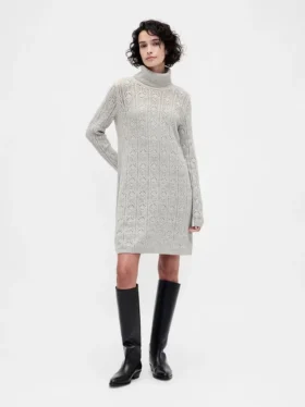 Cashsoft Pointelle Turtleneck Sweater Dress