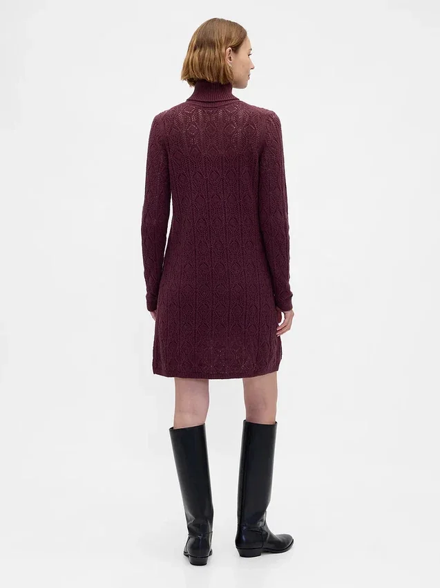 Cashsoft Pointelle Turtleneck Sweater Dress