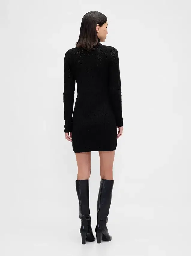 Cashsoft Pointelle Turtleneck Sweater Dress
