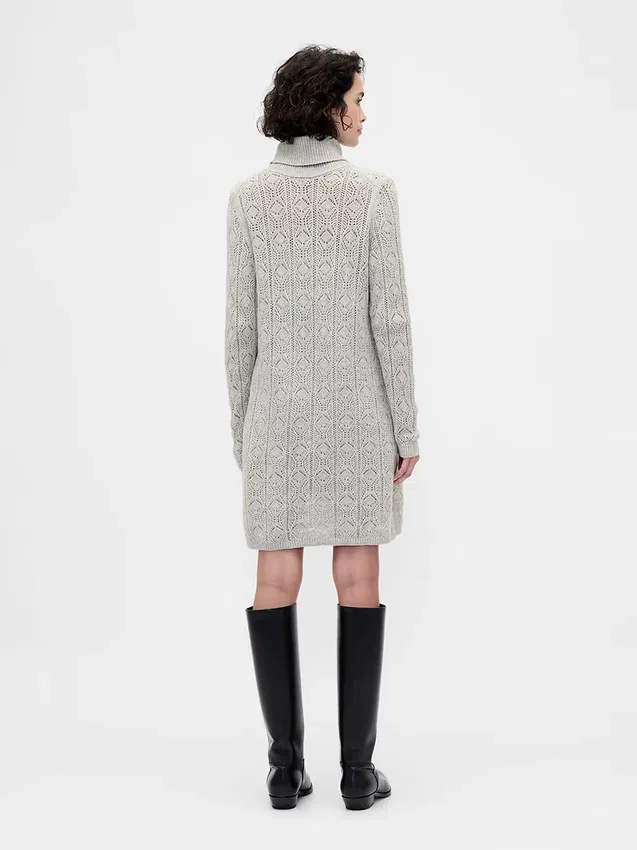 Cashsoft Pointelle Turtleneck Sweater Dress