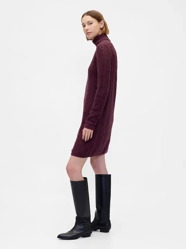 Cashsoft Pointelle Turtleneck Sweater Dress