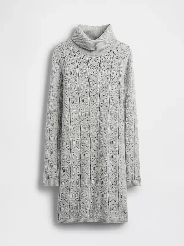 Cashsoft Pointelle Turtleneck Sweater Dress