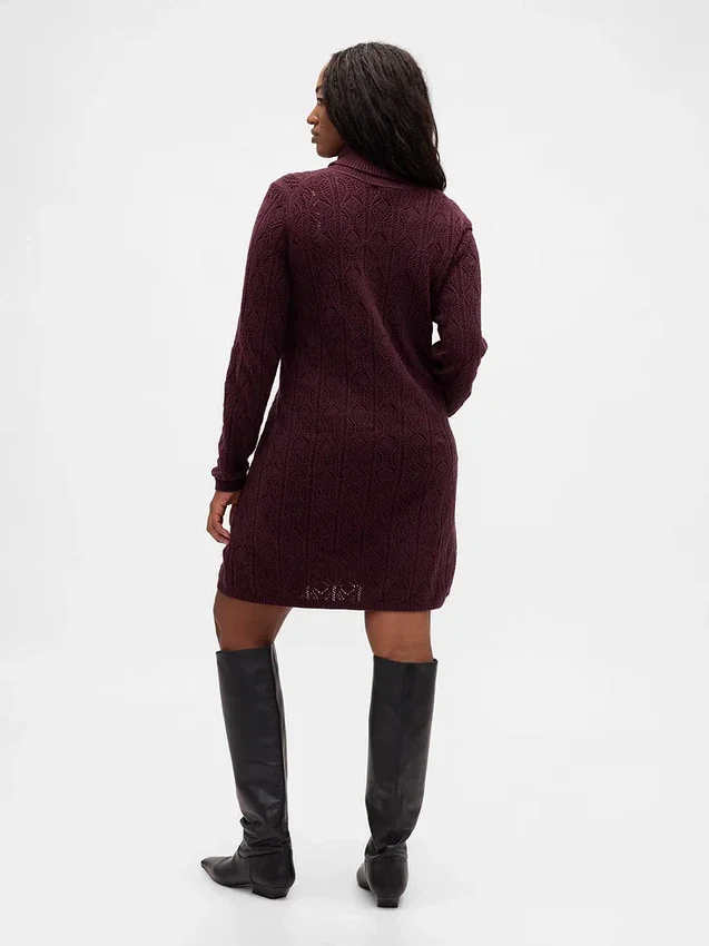 Cashsoft Pointelle Turtleneck Sweater Dress