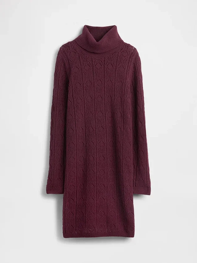 Cashsoft Pointelle Turtleneck Sweater Dress