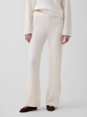 Cashsoft Relaxed Cable-Knit Sweater Pants