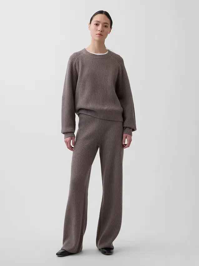 Cashsoft Shaker-Stitch Sweater Pants