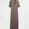 Cashsoft Rib Collared Midi Cardigan Dress