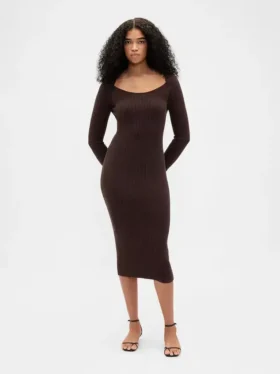 Cashsoft Rib Midi Sweater Dress