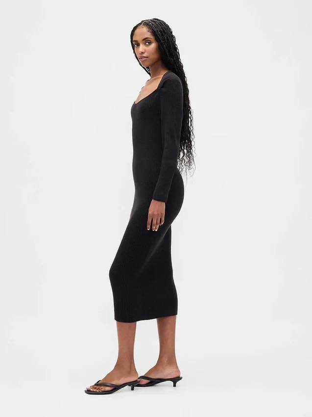 Cashsoft Rib Midi Sweater Dress