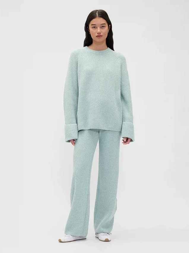 Cashsoft Shaker-Stitch Sweater Pants