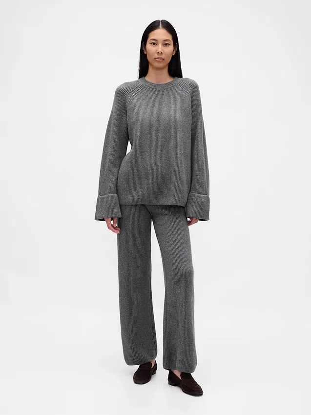 Cashsoft Shaker-Stitch Sweater Pants