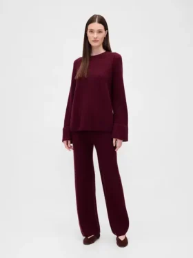 Cashsoft Shaker-Stitch Sweater Pants
