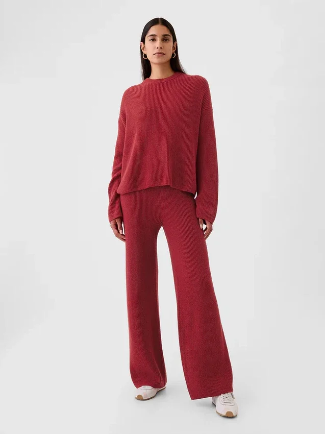 Cashsoft Shaker-Stitch Sweater Pants
