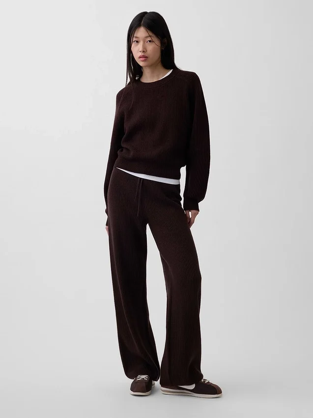 Cashsoft Shaker-Stitch Sweater Pants