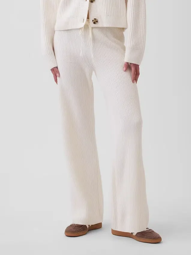 Cashsoft Shaker-Stitch Sweater Pants