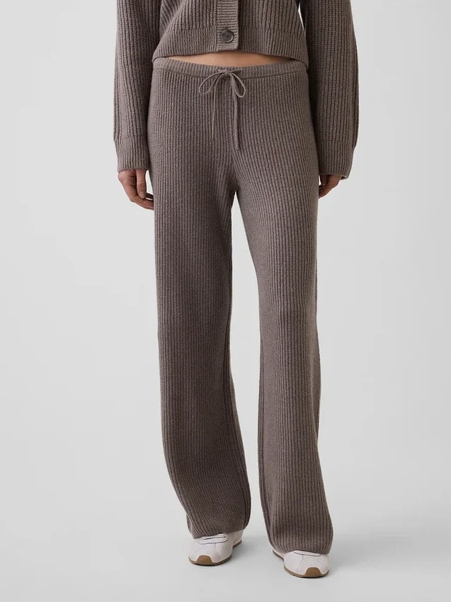 Cashsoft Shaker-Stitch Sweater Pants