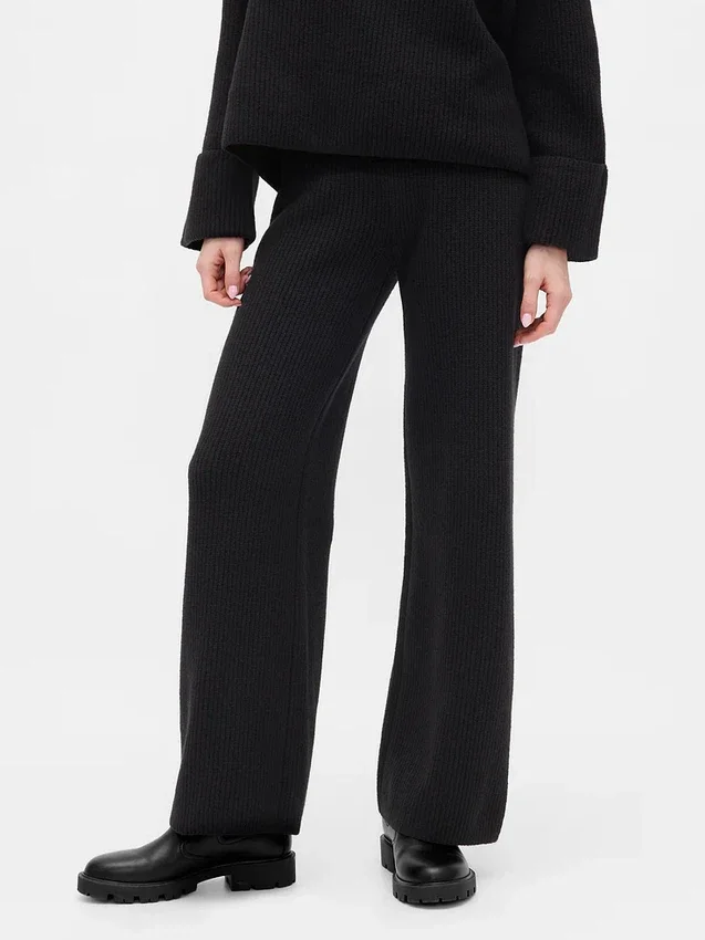 Cashsoft Shaker-Stitch Sweater Pants