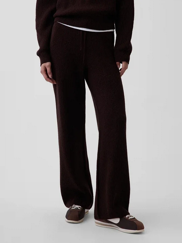 Cashsoft Shaker-Stitch Sweater Pants