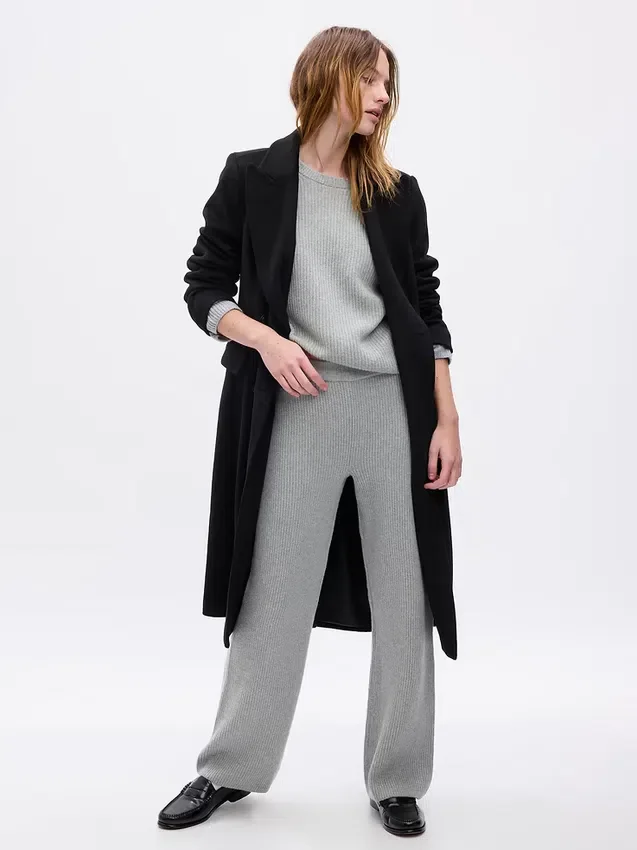 Cashsoft Shaker-Stitch Sweater Pants